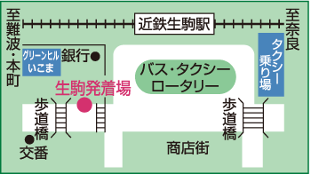生駒駅の無料シャトルバスマップ